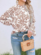 Women's Floral Ruffle Shirt – Long-Sleeve Casual Blouse