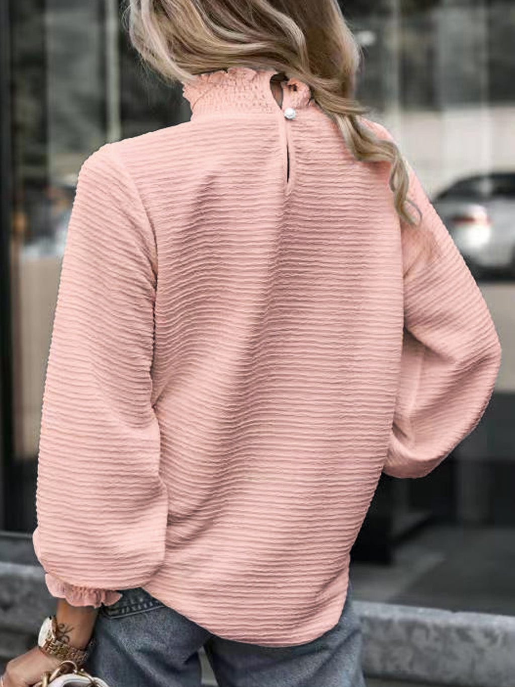 Women's Mock-Neck Long-Sleeve Top – Slim Knit Layer