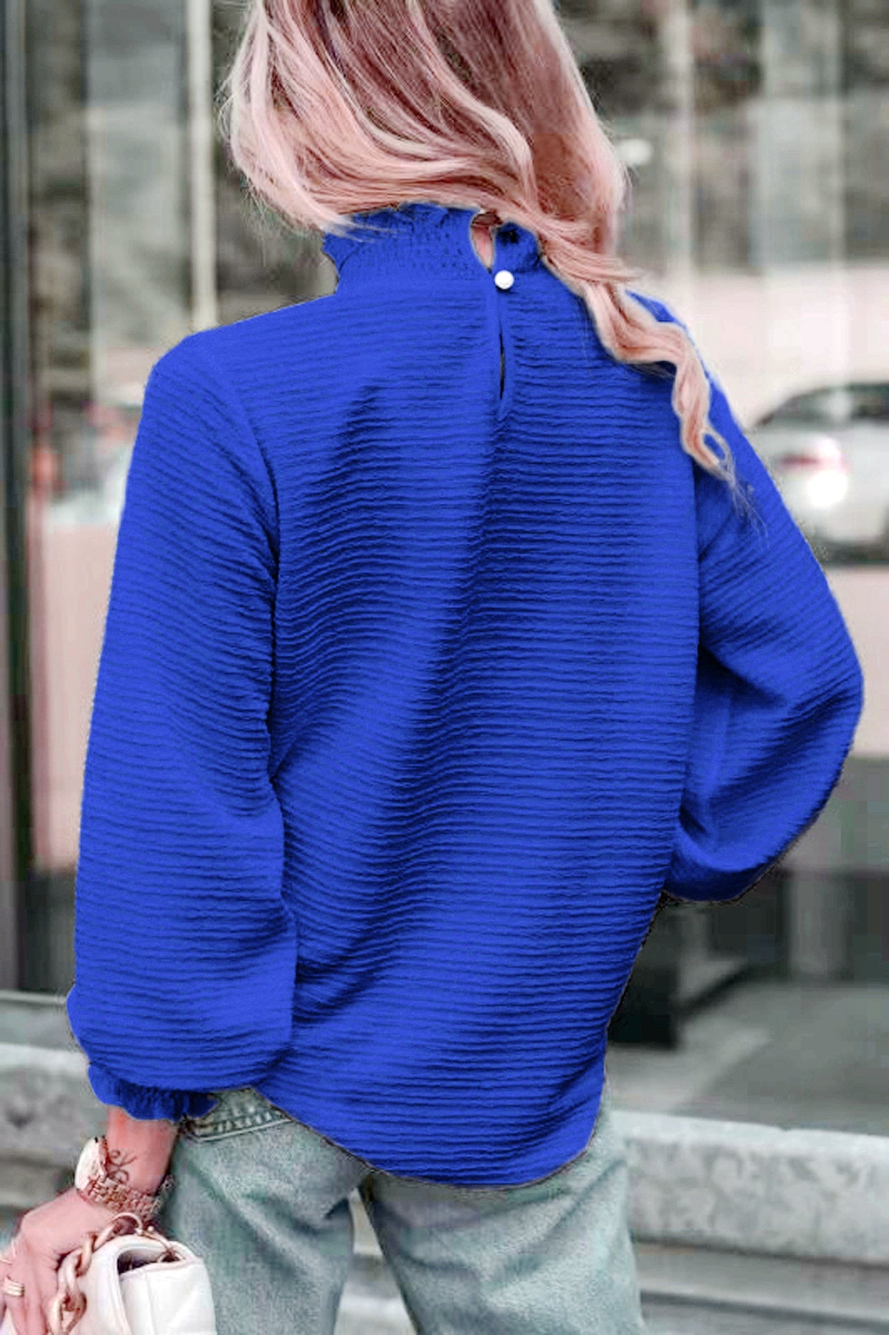Women's Mock-Neck Long-Sleeve Top – Slim Knit Layer