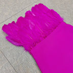 Women's Feather-Trim Strapless Bodycon Midi Dress