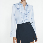 Women's All-Match Pearl Buckle Laminated Decoration Shirt