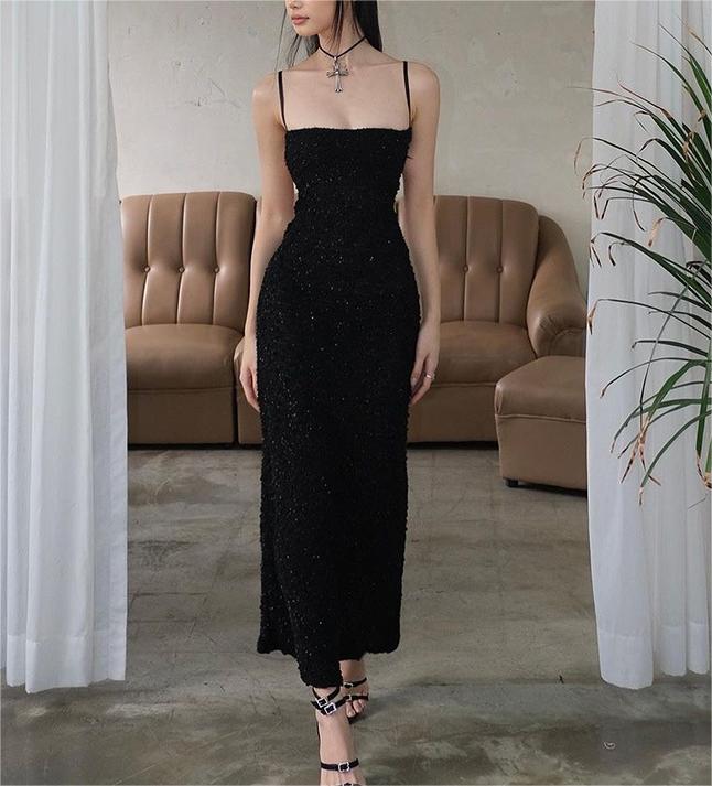 Spaghetti-Strap Backless Bodycon Midi Dress