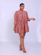 Half Turtleneck Solid Color Simple Loose Casual Short Summer Dress