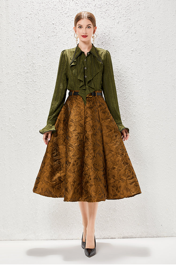 Women's French Light Luxury Vintage Shirt and Skirt Two-Piece Set