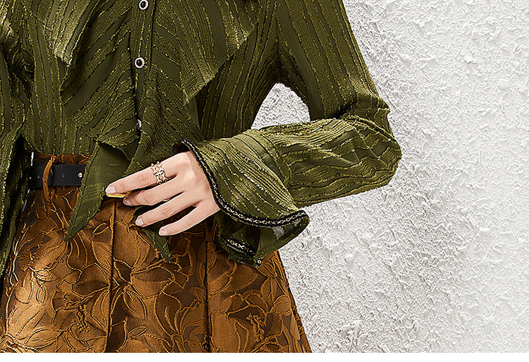 Women's French Light Luxury Vintage Shirt and Skirt Two-Piece Set