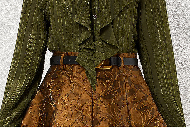 Women's French Light Luxury Vintage Shirt and Skirt Two-Piece Set