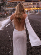 French Backless Dress Knitted Thin Autumn Winter Vacation