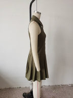 Sexy V neck Halter Backless Dress Women Summer Sexy Waist Trimming Sleeveless Pleated Dress