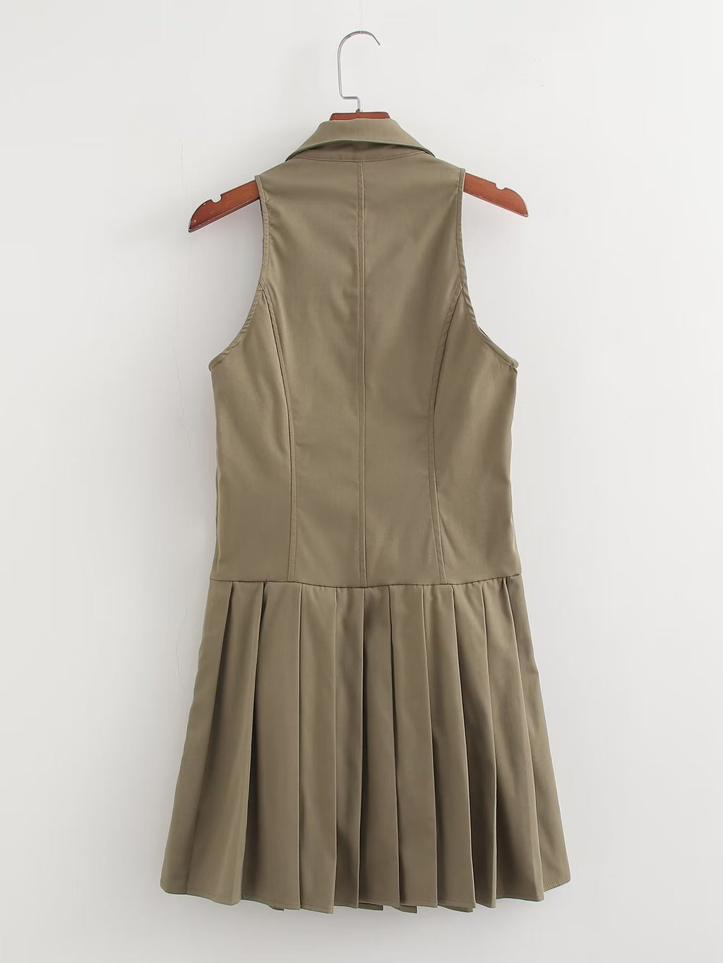 Sexy V neck Halter Backless Dress Women Summer Sexy Waist Trimming Sleeveless Pleated Dress