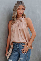 Women's Satin Leopard Print Lace-Up Vest