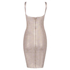 Women's Clothes Bandage One-Piece Dress Gold V Neck Evening