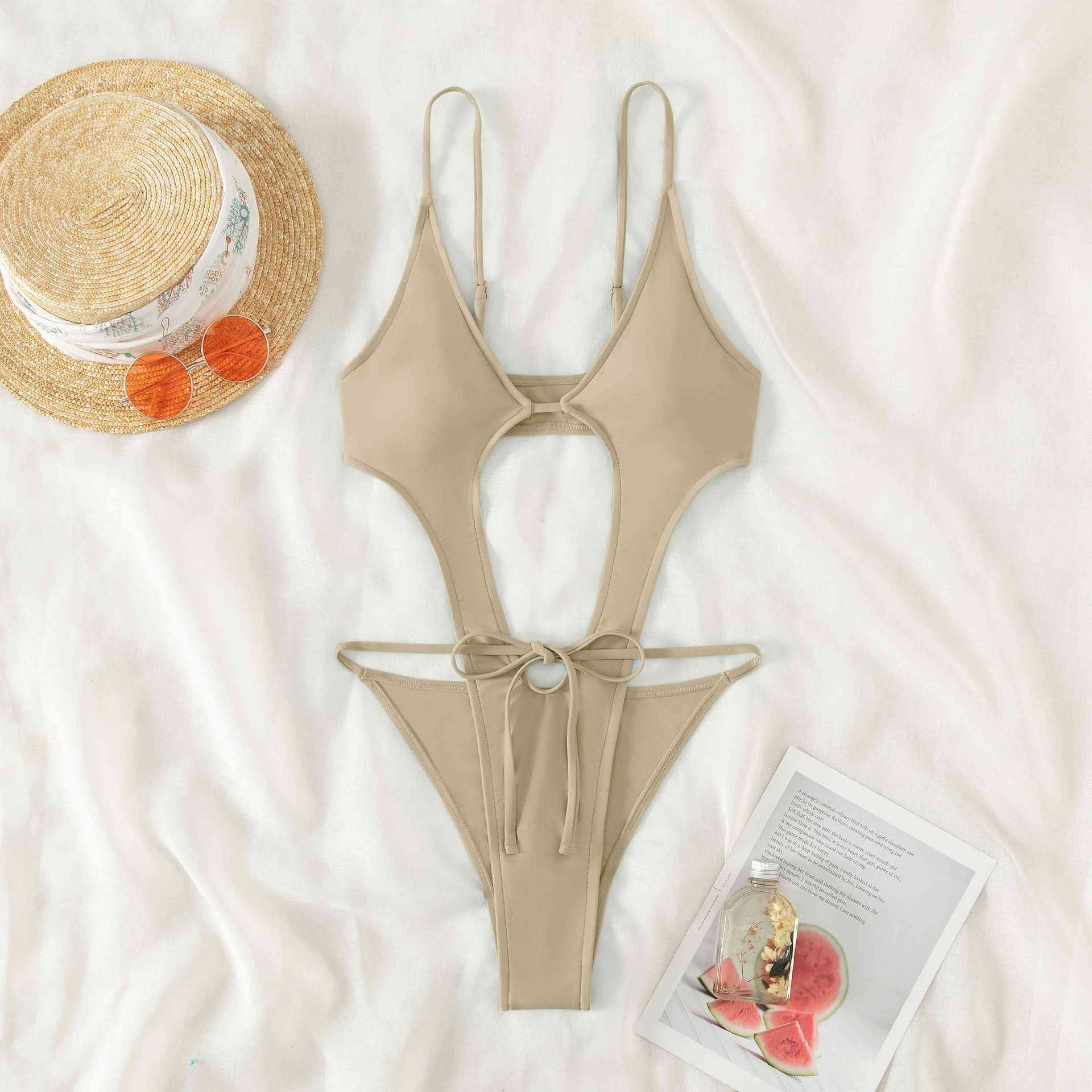 Solid Color One-piece Swimwear