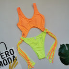 Contrast Color One-piece Swimwear