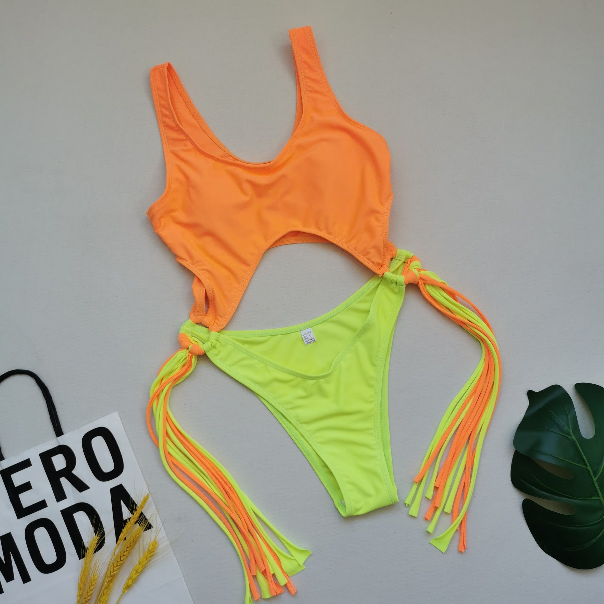 Contrast Color One-piece Swimwear