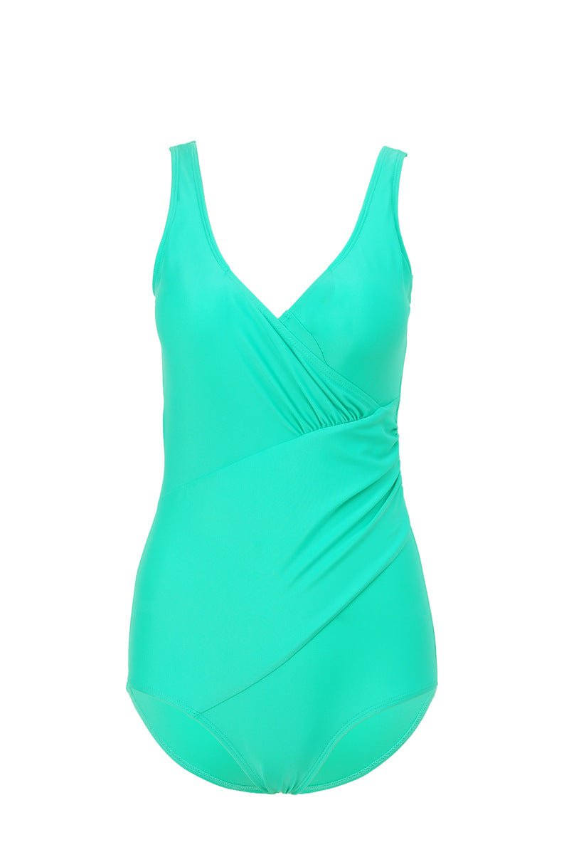 Swimming Pleated One-piece Swimwear