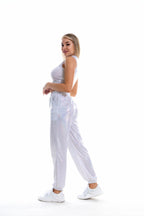 Women's Hip Hop Trousers Women Shiny Breathable Elastic Waist Casual Pants Women