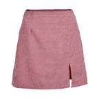 Autumn Winter High Waist Corduroy Solid Color Split Skirt