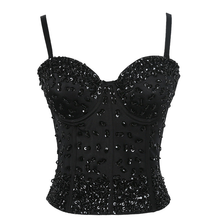 's Corset Beaded Sequ Waist Strap Three Dimensional With Chest