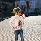 Autumn Winter Top Character Floral Print Long-Sleeve Pullover Set