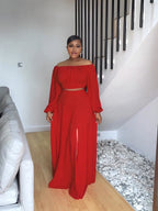 Women's Off Shoulder Short High Dress Two-Piece Set