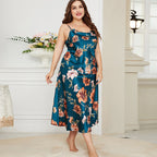 Women's Plus Size Printed Ice Silk Nightdress Pajama
