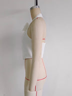 Women’s White Floral 3D Halter Crop Vest