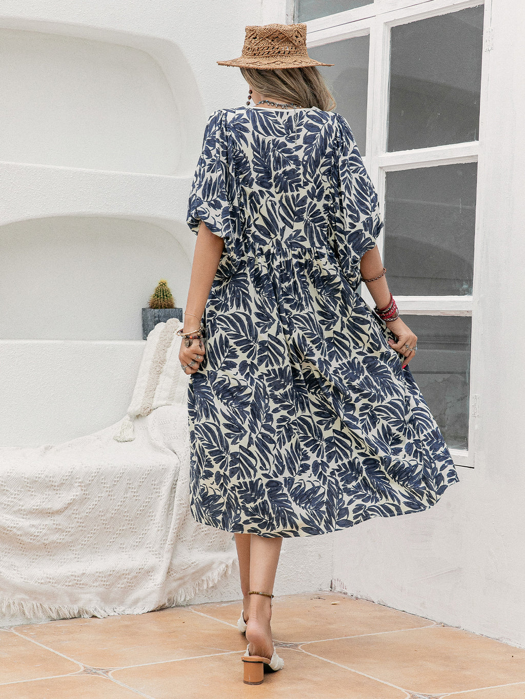Floral V-Neck Holiday Dress