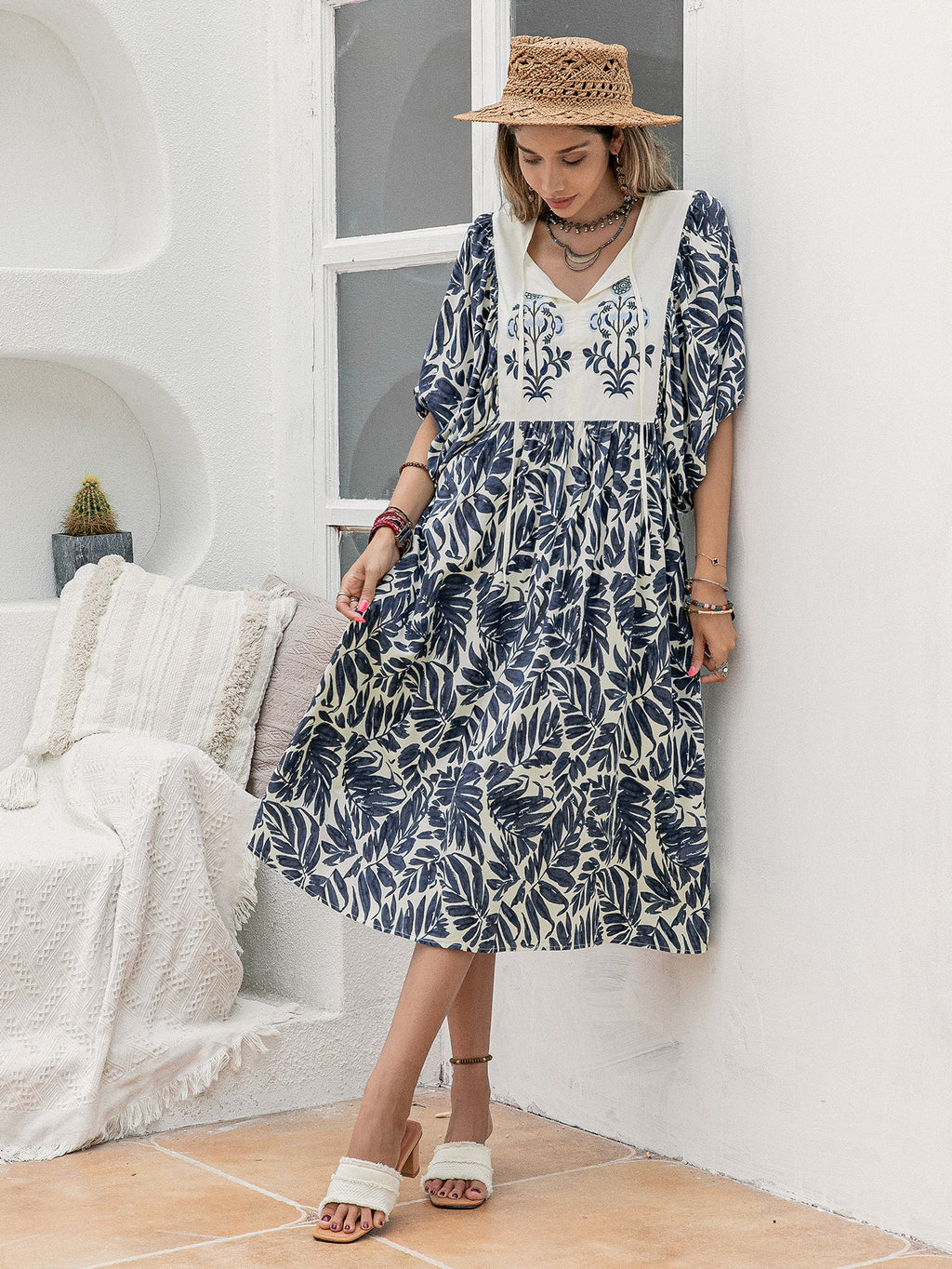 Floral V-Neck Holiday Dress