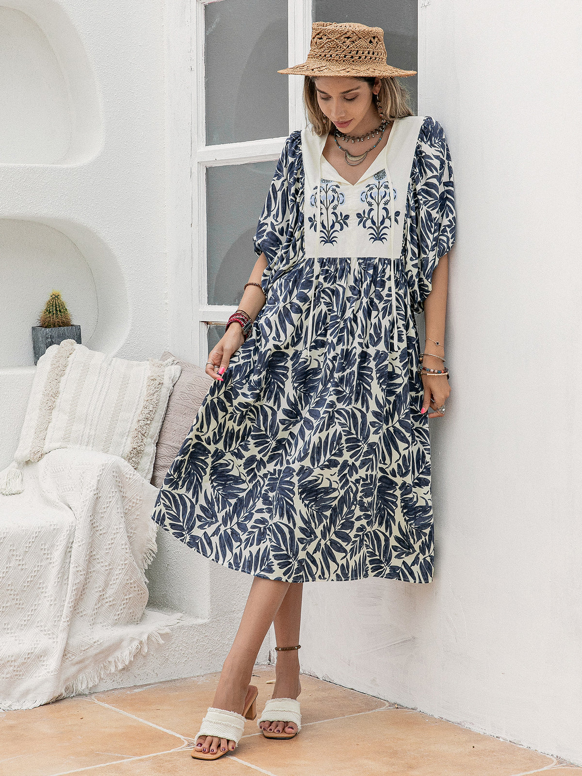 Floral V-Neck Holiday Dress