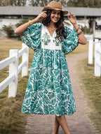 Floral V-Neck Holiday Dress