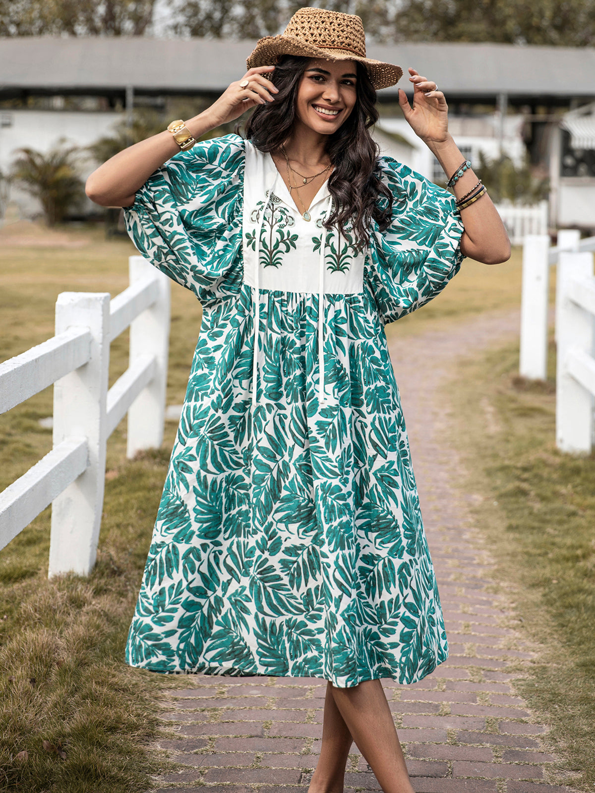 Floral V-Neck Holiday Dress