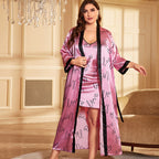 Women's Plus Size Silk Pajama Shorts Set