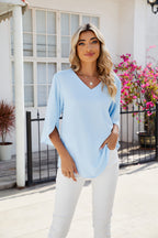 V-Neck Loose Chiffon Blouse