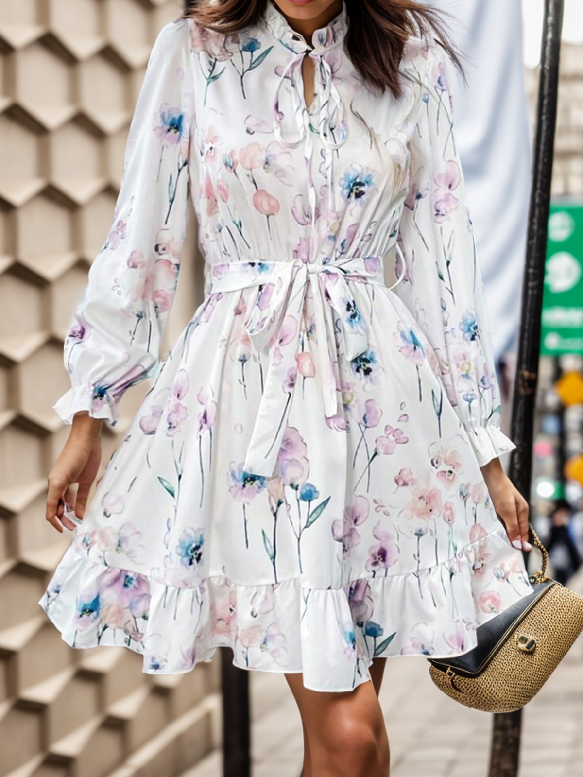 Women's Floral Long-Sleeve Dress
