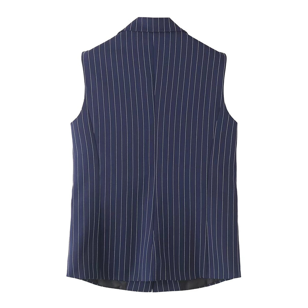 Women's Summer Women's V-Neck Sleeveless Vest Striped Suit Vest Casual