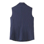 Women's Summer Women's V-Neck Sleeveless Vest Striped Suit Vest Casual