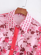 Winter Women Clothing Printing Collared Single Breasted Belt Long Sleeve Dress