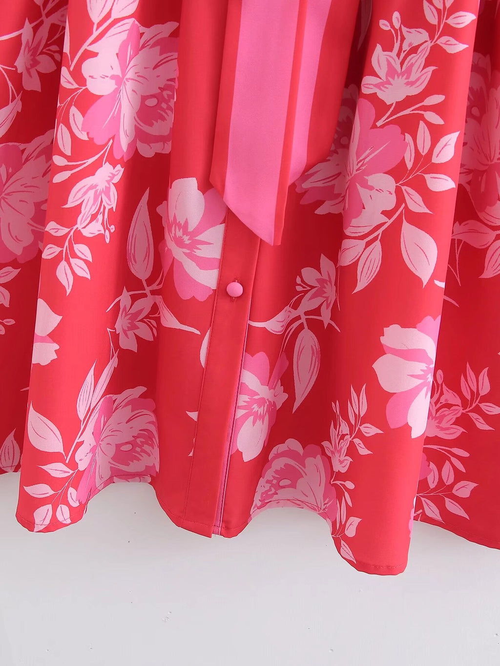 Winter Women Clothing Printing Collared Single Breasted Belt Long Sleeve Dress
