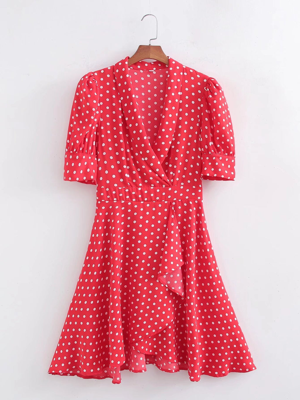 Women's Red Polka Dot Fit And Flare Dress