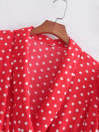 Women's Red Polka Dot Fit And Flare Dress