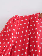 Women's Red Polka Dot Fit And Flare Dress