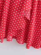 Women's Red Polka Dot Fit And Flare Dress