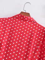 Women's Red Polka Dot Fit And Flare Dress