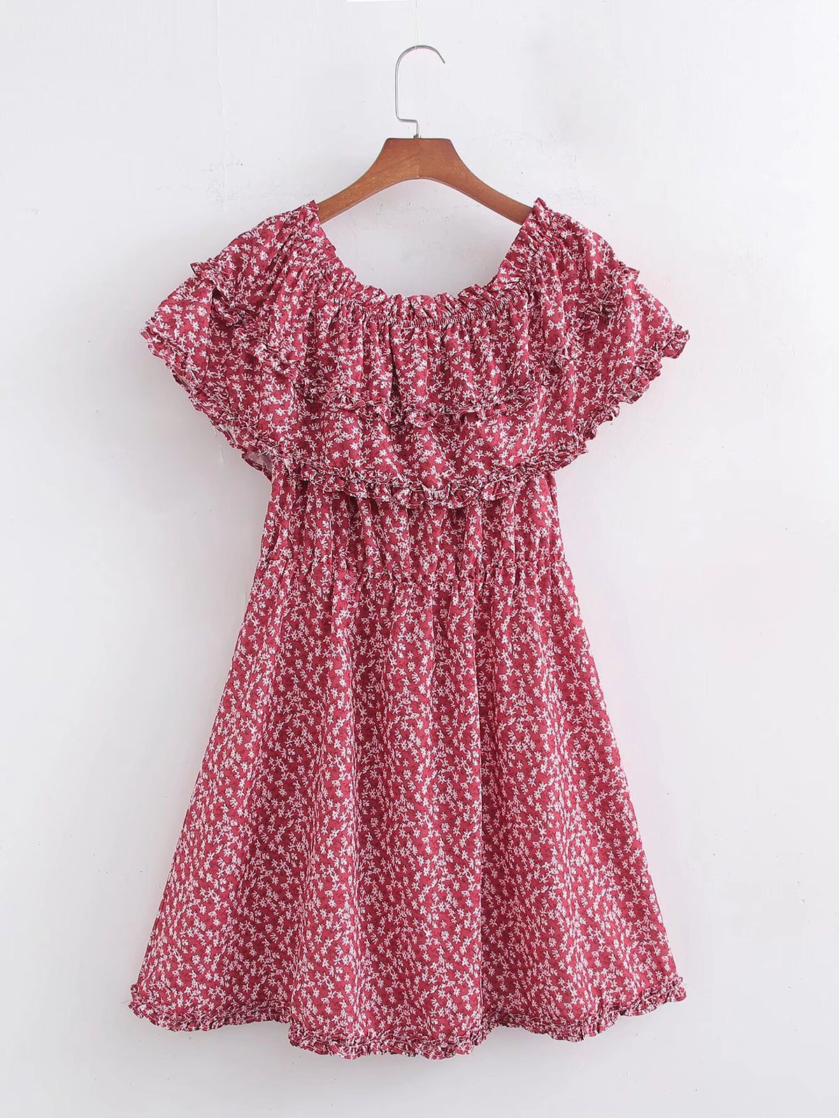 Summer Women Clothing Ruffles Beach Vacation Printed Dress