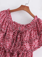 Summer Women Clothing Ruffles Beach Vacation Printed Dress