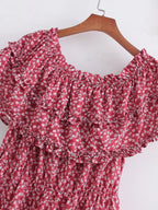 Summer Women Clothing Ruffles Beach Vacation Printed Dress