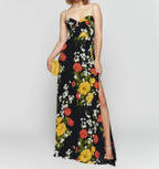Women's Floral Lace-Up Cami A-Line Midi Dress