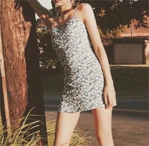 Blue Floral Slip Dress