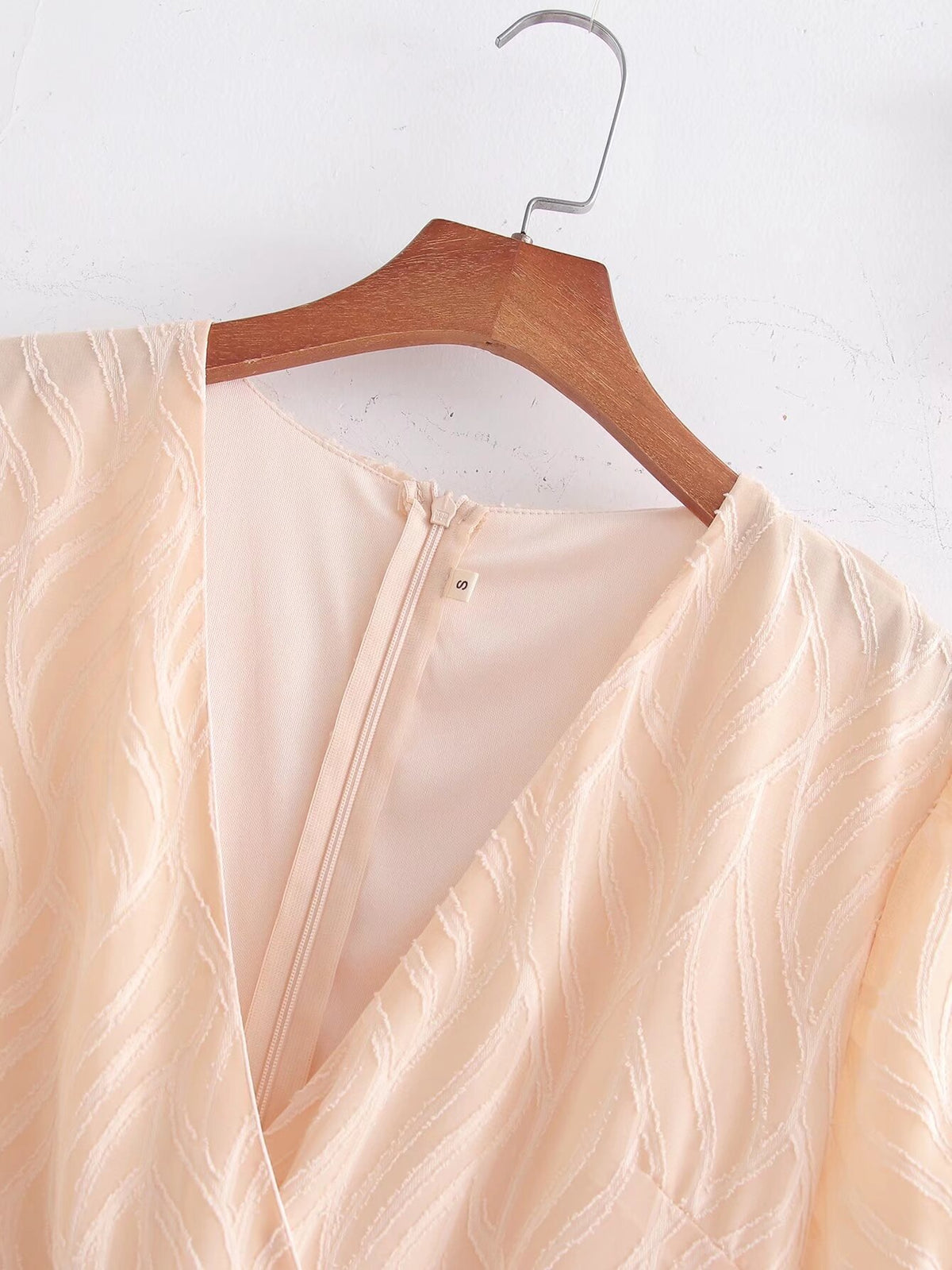 Spring Elegant Slightly Mature V-Neck Lace-Up Short Sleeve Dress