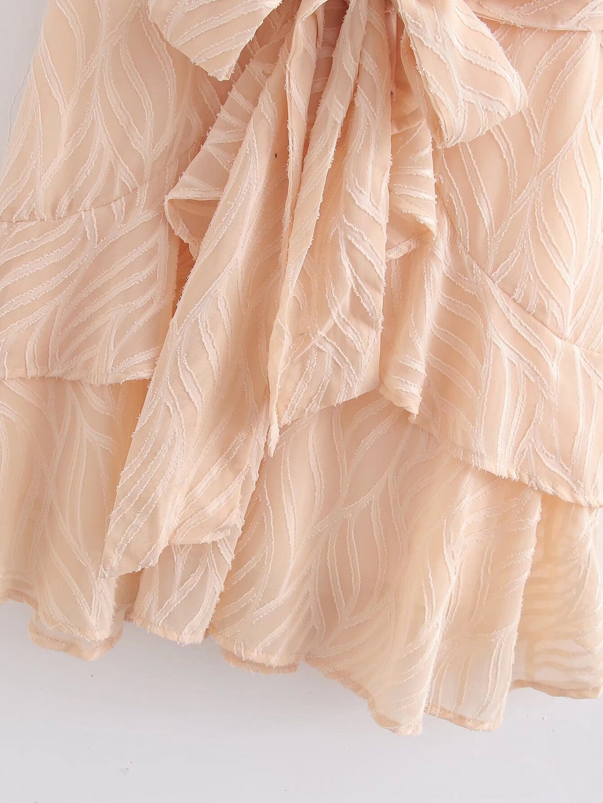 Spring Elegant Slightly Mature V-Neck Lace-Up Short Sleeve Dress